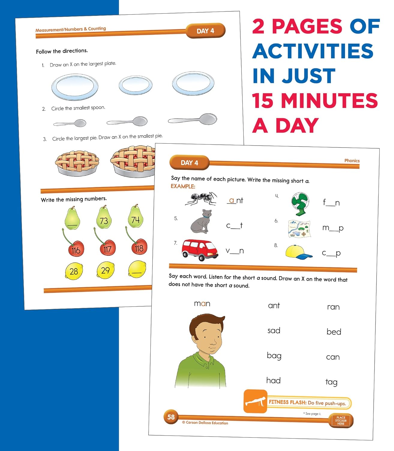 Summer Bridge Activities Kindergarten to 1st Grade Workbooks, K-1 Activity Book With Math, Reading Comprehension, Science, Fitness, Social Studies, Writing Practice, and Flash Cards - Image 7