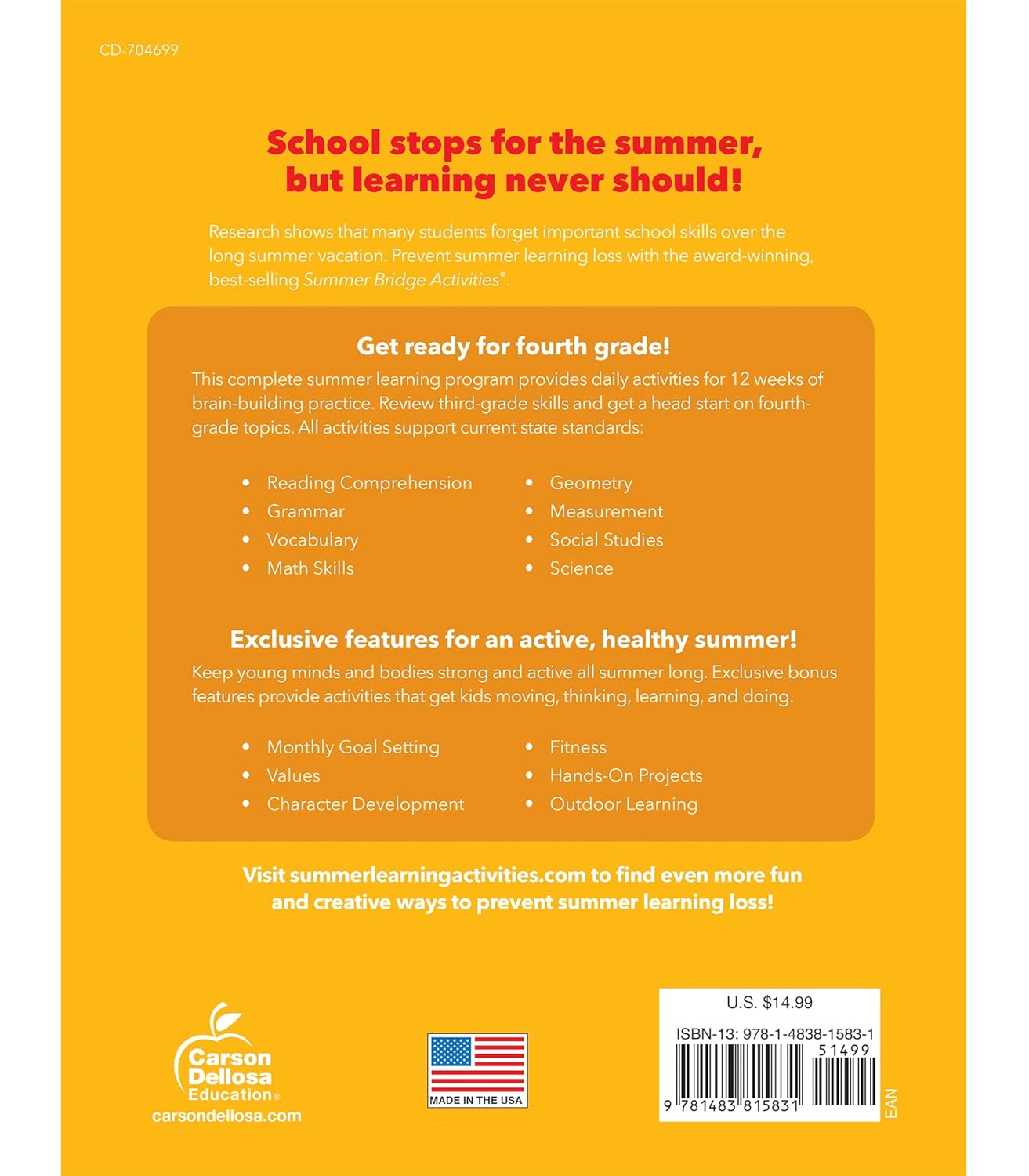 Summer Bridge Activities 3rd to 4th Grade Workbook, Activity Book With Math, Reading Comprehension, Science, Fitness, Social Studies, Writing Practice, and Flash Cards - Image 3