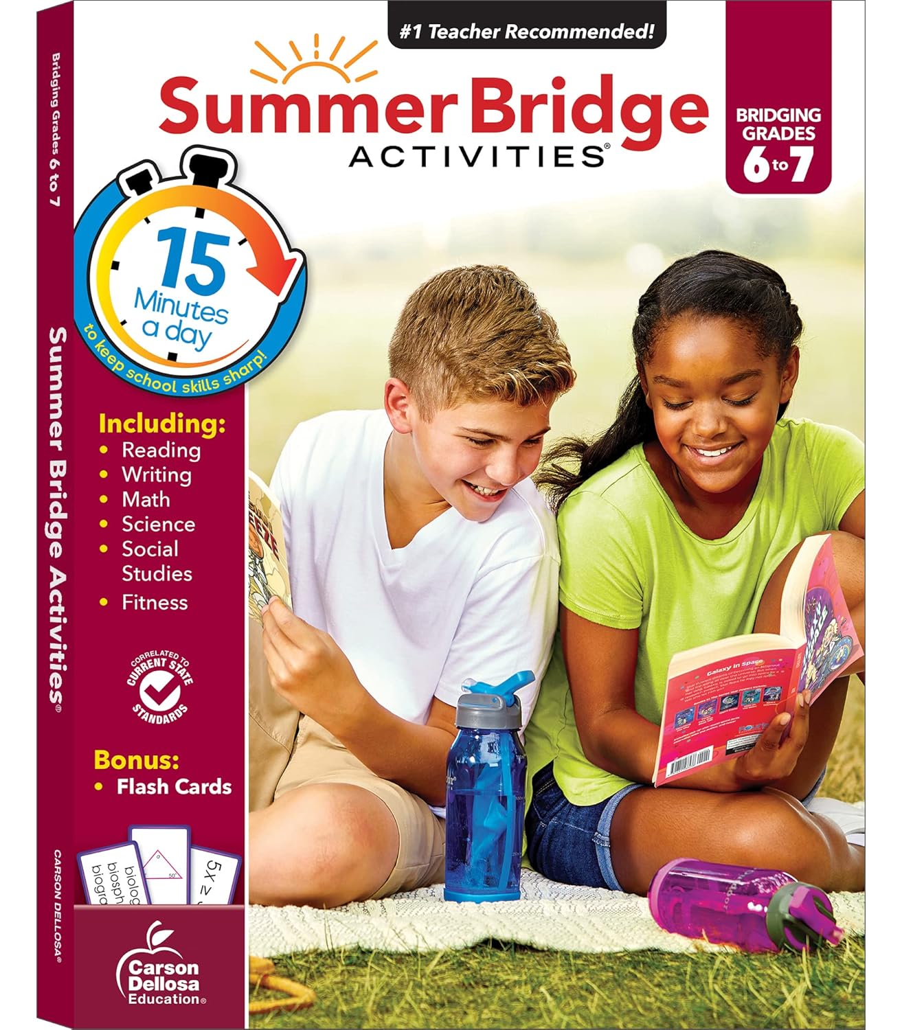 Summer Bridge Activities 6th to 7th Grade Workbooks All Subjects, Middle School Books With Math, Reading Comprehension, Science, Fitness, Social Studies, Writing Practice, and Flash Cards - Image 2
