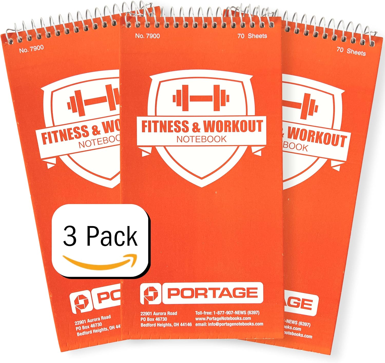 Portage Fitness & Workout Notebook - Fitness Journal, Workout Log, Exercise & Weight Training Notebook Planner, Fitness Tracker Log for Bodybuilding – 4 x 8 Inches, 140 Pages, 70 Sheets (Pack of 3) - Image 2