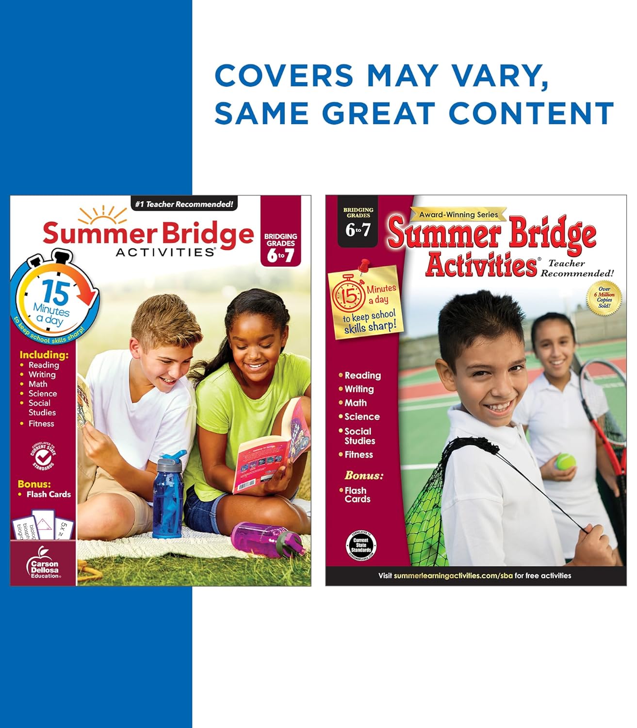 Summer Bridge Activities 6th to 7th Grade Workbooks All Subjects, Middle School Books With Math, Reading Comprehension, Science, Fitness, Social Studies, Writing Practice, and Flash Cards - Image 4