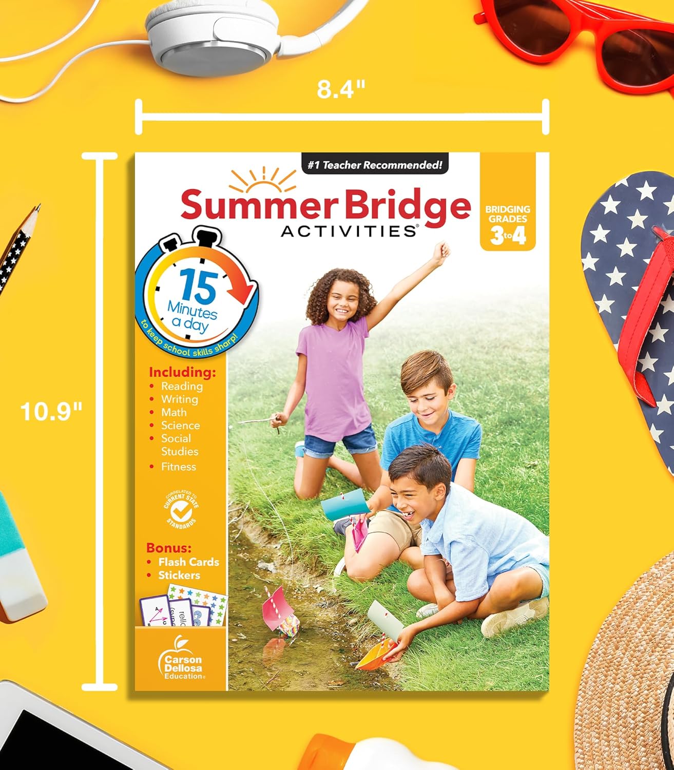 Summer Bridge Activities 3rd to 4th Grade Workbook, Activity Book With Math, Reading Comprehension, Science, Fitness, Social Studies, Writing Practice, and Flash Cards - Image 10