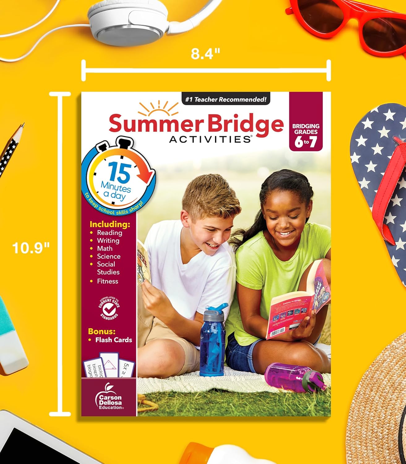 Summer Bridge Activities 6th to 7th Grade Workbooks All Subjects, Middle School Books With Math, Reading Comprehension, Science, Fitness, Social Studies, Writing Practice, and Flash Cards - Image 10