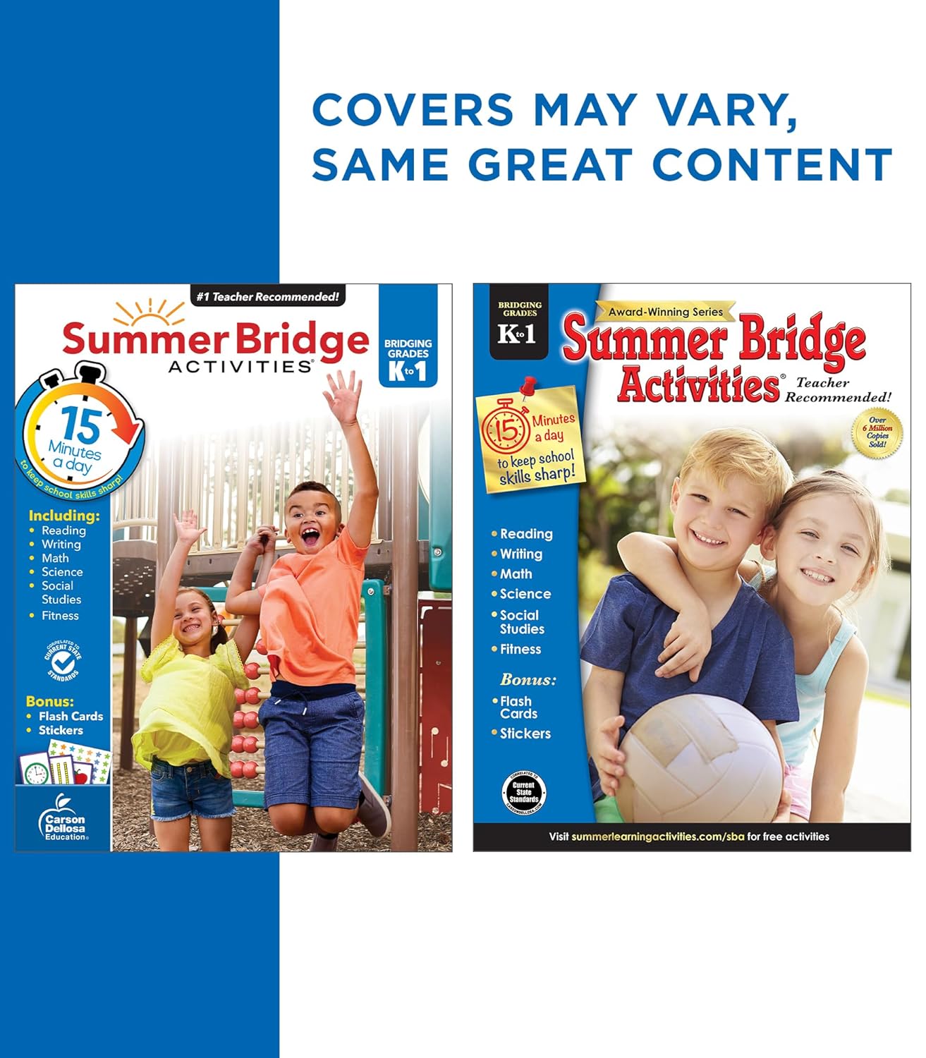 Summer Bridge Activities Kindergarten to 1st Grade Workbooks, K-1 Activity Book With Math, Reading Comprehension, Science, Fitness, Social Studies, Writing Practice, and Flash Cards - Image 4