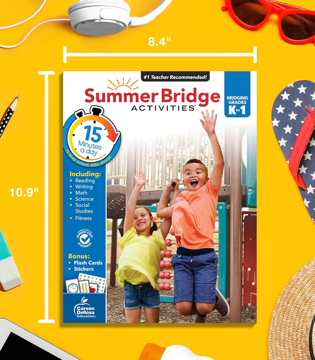Summer Bridge Activities Kindergarten to 1st Grade Workbooks, K-1 Activity Book With Math, Reading Comprehension, Science, Fitness, Social Studies, Writing Practice, and Flash Cards - Image 10