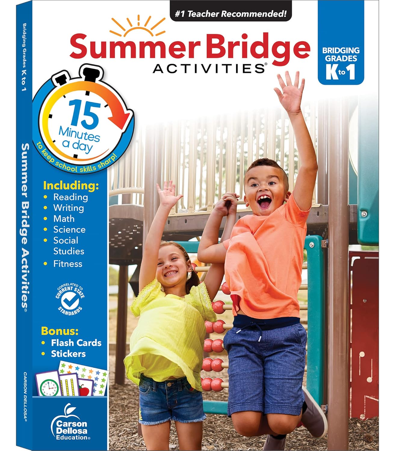 Summer Bridge Activities Kindergarten to 1st Grade Workbooks, K-1 Activity Book With Math, Reading Comprehension, Science, Fitness, Social Studies, Writing Practice, and Flash Cards - Image 2